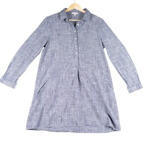 Rag Poets Linen Shirt Dress Blend Long Sleeve Size M‎ Casual